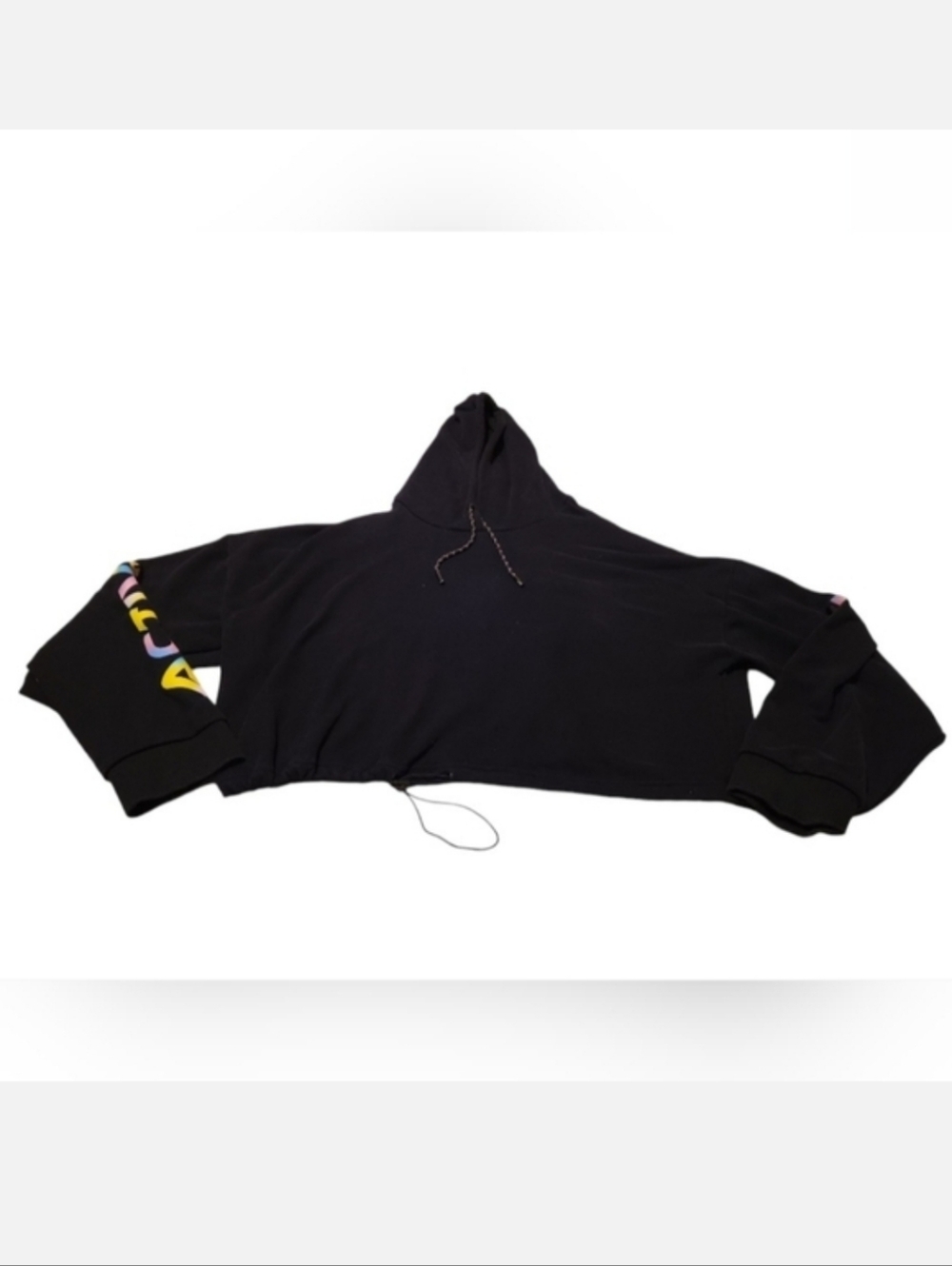 Women's XXXL Zyia Active Ombre Black Cropped Drawstring Hoodie Sweatshirt